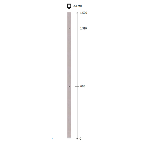 Poteau 40x40mm de dpart fixation  l`anglaise pour montage verre INOX316 Poteaux carrs acier 