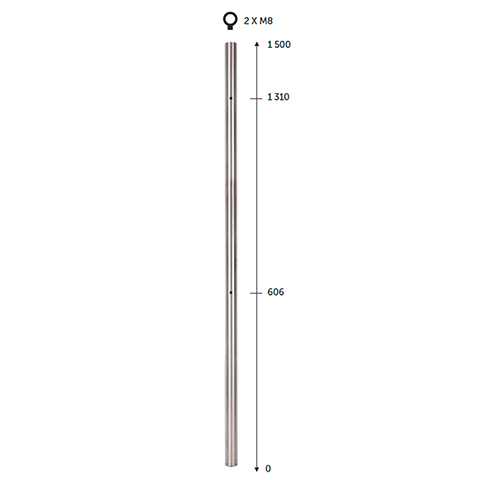 Poteau 42,4mm de dpart montage verre fixation  l`anglaise INOX316 Poteaux ronds acier inox 3