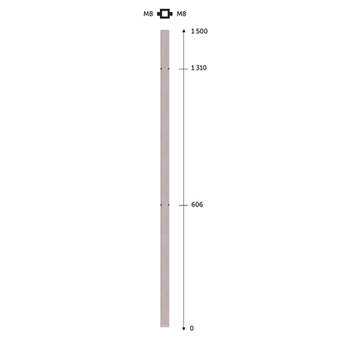 Poteau 40x40mm intermdiaire fixation  l`anglaise montage verre INOX316 Poteaux carrs acier i