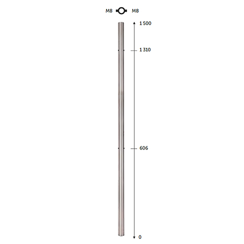 Poteau 42,4mm intermdiaire pour fixation  l`anglaise de verre INOX316 Poteaux ronds acier in