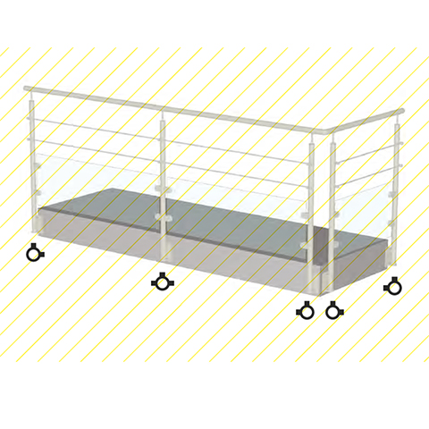 Poteau 40x40mm intermdiaire taraud montage cble et verre INOX316 Poteaux carrs acier inox 3