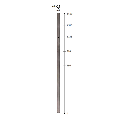 Poteau 42,4mm dpart droite pose  l`anglaise montage cble et verre INOX316 Poteaux ronds aci