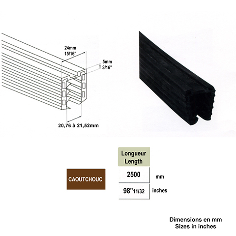 Joint caoutchouc pour main courante ronde 42,4mm 20  21,72mm Main courante ronde inox Garde-c