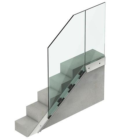 Bloque verre pour rampant d`escalier (par 2) Outils de mise en place du verre Profils aluminiu