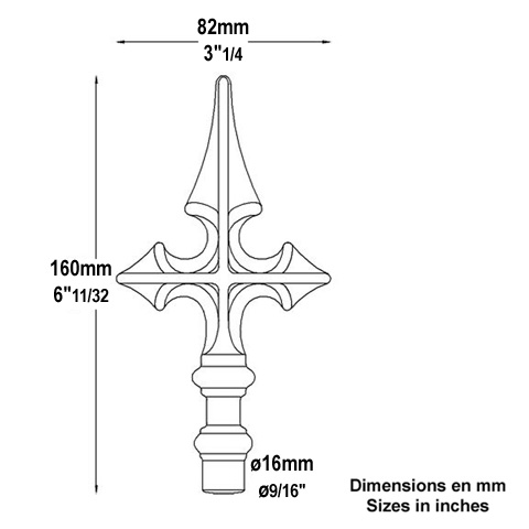 Pointe de lance en croix 160mm Estampe Pointe de lance