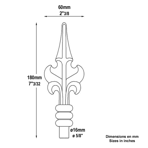 Pointe de lance feuille 180mm Estampe Pointe de lance