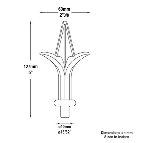 Pointe de lance aluminium 10mm Aluminium Pointe de lance