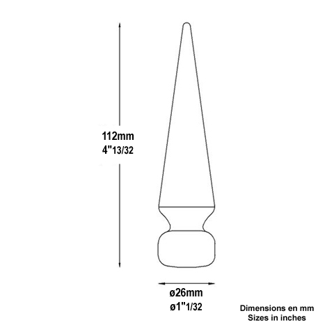 Pointe de lance aluminium 112mm Aluminium Pointe de lance