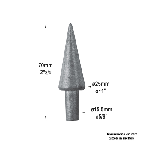 Pointe de lance aluminium 15,5mm Aluminium Pointe de lance