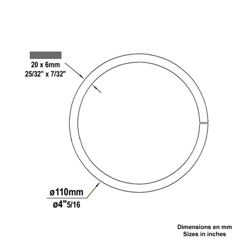 Cercle fer forg 110mm 20x6mm En acier ferm Cercle