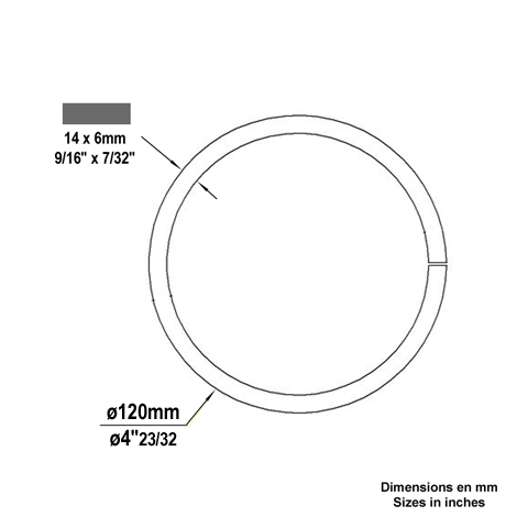 Cercle fer forg 120mm 14x6mm En acier ferm Cercle