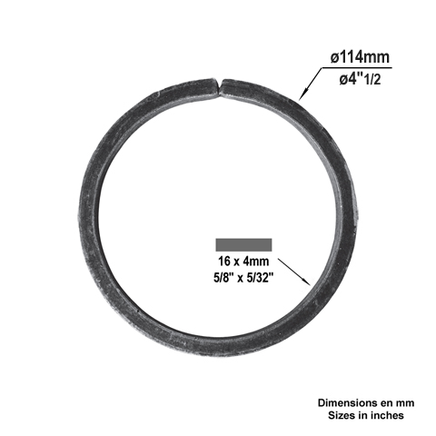 Cercle fer forg 114mm 16x4mm En acier ferm Cercle