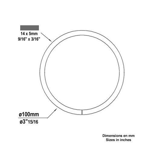 Cercle aluminium 100mm 14x5mm En aluminium ferm Cercle