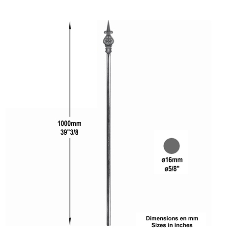 Barreau lanc 16mm 1000mm Barreau 16mm Barreau lanc