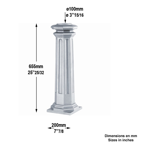 Base de poteau 100mm H656mm Elments de poteaux pices dtaches Poteau colonne