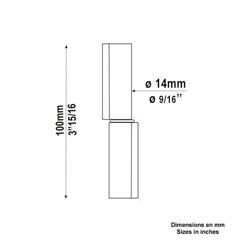 Gond forg 14mm avec axe 8mm  souder paulements verticaux Gond  souder Gond