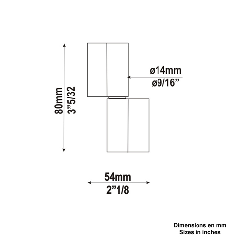 Gond paumelle 80mm avec  14mm extrieur  souder sur plats larges Gond  souder Gond