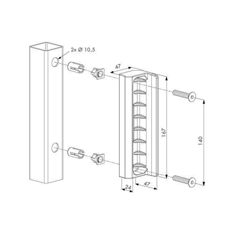 Gache pour serrure de scurit piscine pour tube carr de 40x40mm Gche Accessoires Locinox