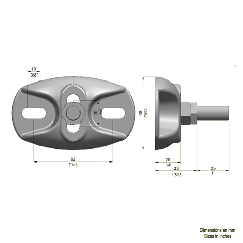 Crapaudine inox rglable Crapaudine Pivot - Crapaudine