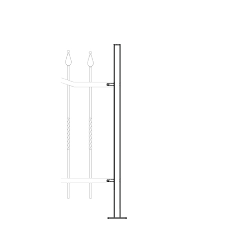 Poteau d`angle de cloture Linear  sceller 1650mm Trous entr`axe court Main courante acier rond