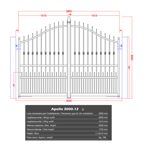 Portail apollo 3m 12x12 structure  manuelle ouverture manuelle Portail APOLLO