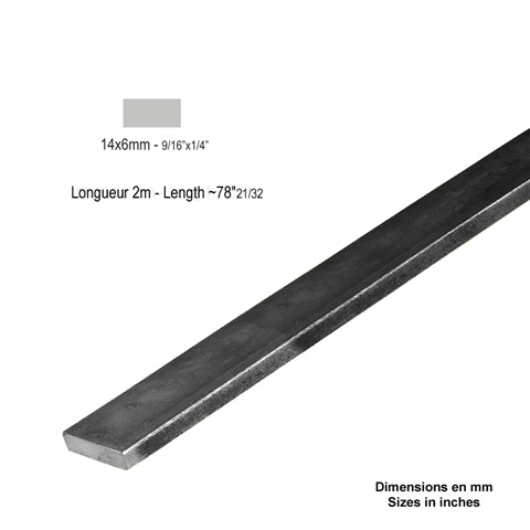 Barre profile plate 14x6mm longueur 2m lisse en acier lamin brut profil lisse Barre en plat 