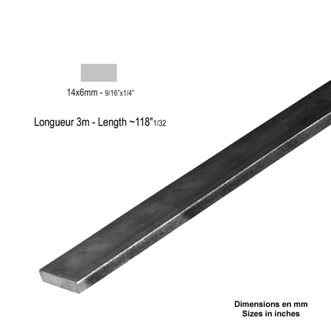 Barre profile plate 14x6mm longueur 3m lisse en acier lamin brut profil lisse Barre en plat 