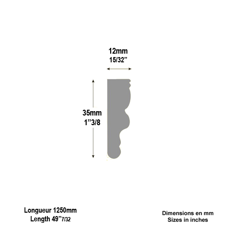 Profil moulur 35x12mm en fonte pour habillage des soubassements de portails profil moulur Pro