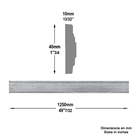 Profil moulur 45x10mm en aluminium pour habillage des soubassements de portails profil moulur