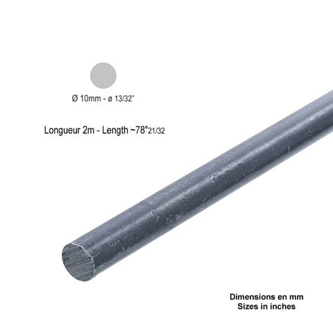 Barre profile rond 10mm longueur 2m lisse en acier lamin brut profil lisse Barre ronde