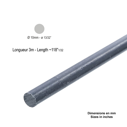 Barre profile rond 10mm longueur 3m lisse en acier lamin brut profil lisse Barre ronde