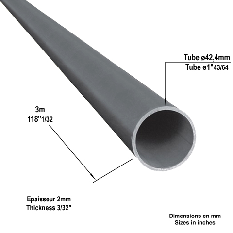 Tube pour main courante en acier 42,4mm epr 2mm Main courante ronde Main courante acier ronde